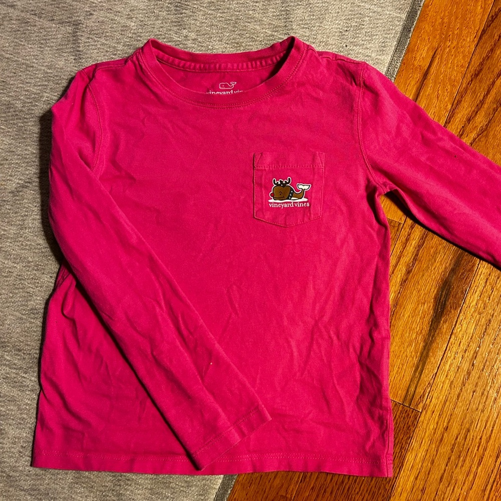 XS Vineyard Vines Pink Love Sleeve Reindeer Tee